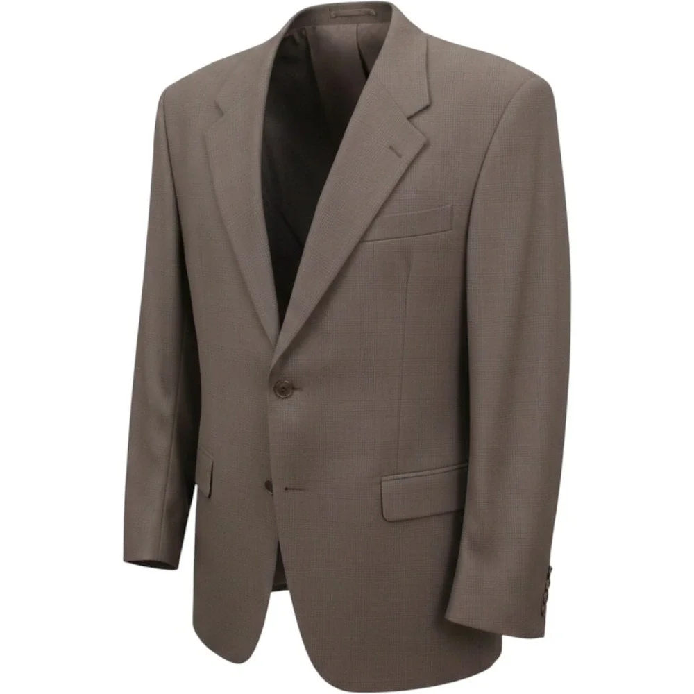 Hickey Freeman Mens Sport Coat 46L Brown Plaid Wool Cashmere Single‎ Vent